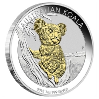 Australien - 1 AUD Koala 2015 - 1 Oz Silber Gilded Box