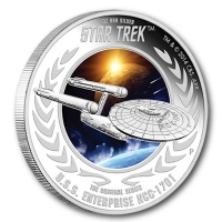 Tuvalu - 1 TVD Star Trek U.S.S. Enterprise NCC-1701 - 1 Oz Silber
