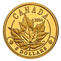 Kanada - 5 CAD Majesttische Ahornbltter 2014 - 1/10 Oz Gold