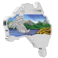 Australien - 1 AUD Map Shaped Serie Wedge Tailed Eagle 2015 - 1 Oz Silber PP Color
