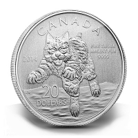 Kanada - 20 CAD $20 for $20 Luchs (Bobcat) 2014 - 1/4 Oz Silber