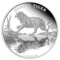 Niue - 2 NZD Endangered Species Bengal Tiger - 1 Oz Silber