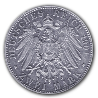Deutsches Kaiserreich 2 Mark Friedrich 1701 Wilhelm 1901 10g Silber Rckseite
