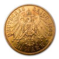 Deutsches Kaiserreich 20 Mark Wilhelm II. 7,16g Goldmnze Rckseite